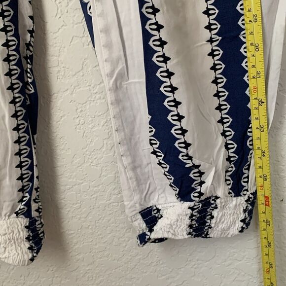 Solitaire Navy White Swimwear Open Sides Rayon Pants Joggers Size L - Picture 5 of 10